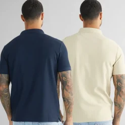 Herre Mike To Pak Polo Shirts Humus /​ Mørk Safir T-Shirts, Poloer Og Skjorter·Multipakker|Multipakker·T-Shirts Og Undertrøjer