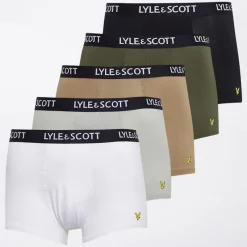 Clearance Herre Miller Fem Pak Boxer Trusser Bright White/​Mirage Grey/​Silver Sage/​Beetle/​Sort Multipakker·Undertøj|Undertøj, Sokker Og Nattøj·Boxer Shorts