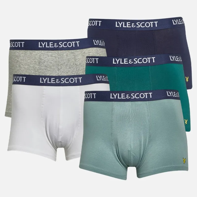 Discount Herre Miller Fem Pak Underbukser Bayberry / Bright White / Peacoat / Tourmaline / Light Grey Marl Multipakker·Undertøj|Undertøj, Sokker Og Nattøj·Boxer Shorts
