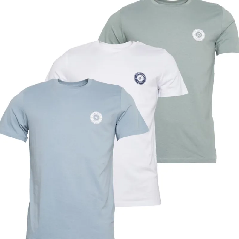 New Herre Nye Tom Rundhals T-Shirts 3-pak Hvid/Ashley Blå/Milieu Grøn T-Shirts, Poloer Og Skjorter·Multipakker|Multipakker·T-Shirts Og Undertrøjer