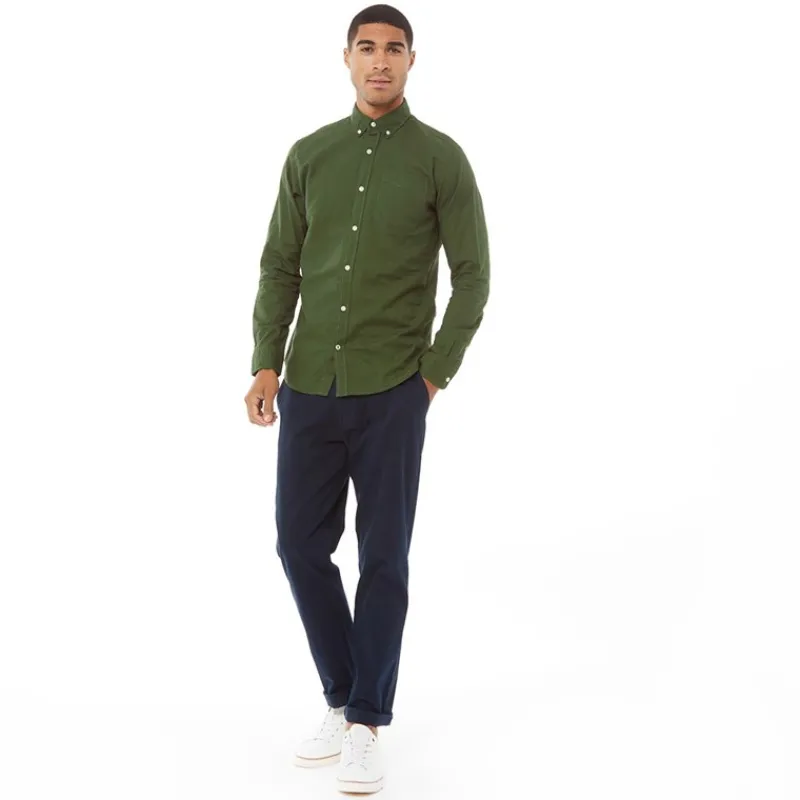 Online Herre Oxford Langærmet shirts Mørk Grøn T-Shirts, Poloer Og Skjorter·Skjorter