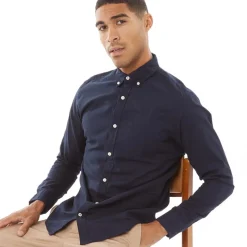 Best Herre Oxford Langærmet shirts Marineblå T-Shirts, Poloer Og Skjorter·Skjorter