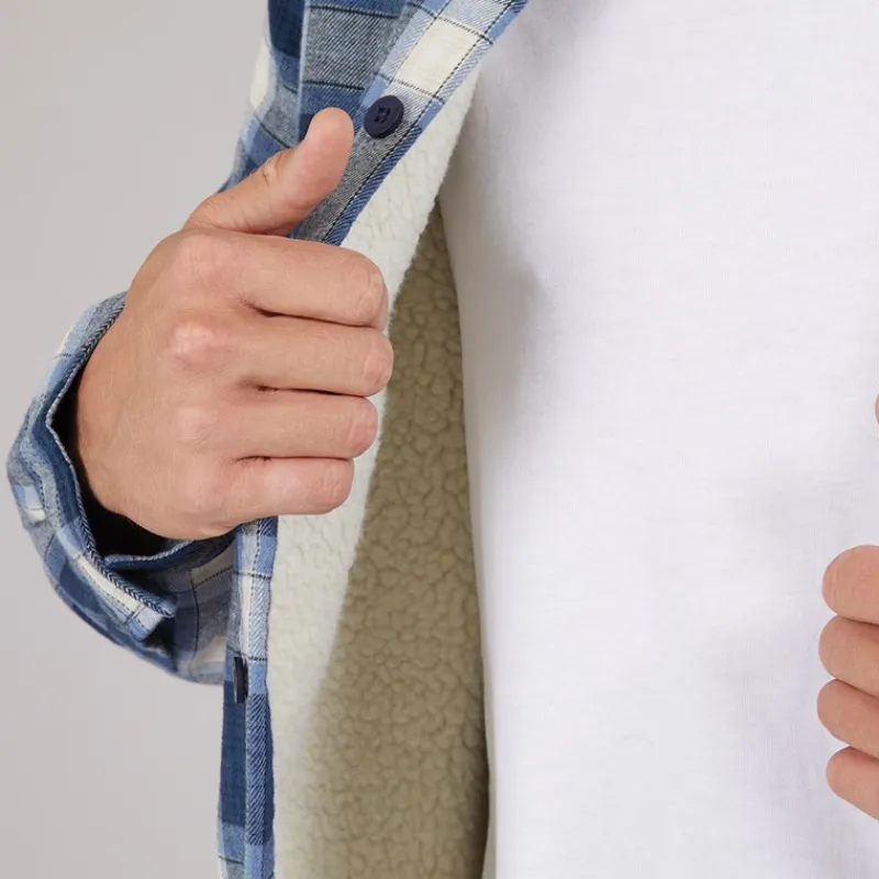 New Herre Paddy Langærmet Vatteret Skjorte Blå Tjek T-Shirts, Poloer Og Skjorter·Skjorter