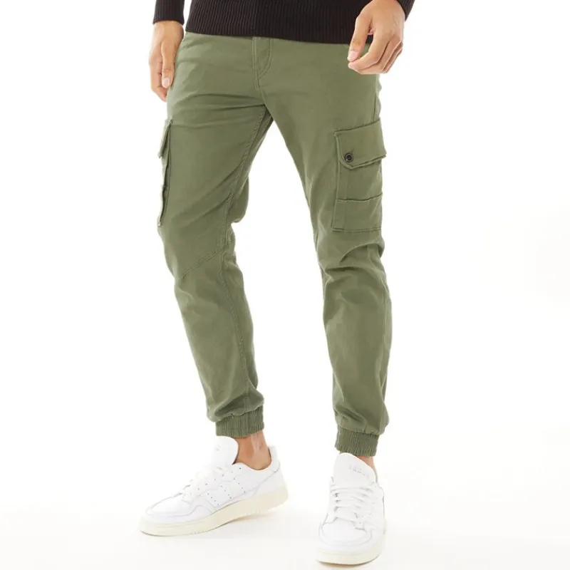 New Herre Paul Warner AKM 111 Cargobukser Olivengrøn Jeans Og Bukser·Cargobukser|Jeans Og Bukser·Bukser
