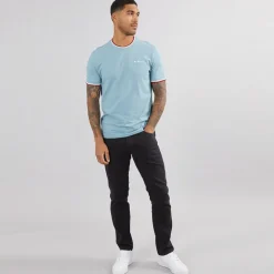 Outlet Herre Pique Ringer T-shirt Petrol T-Shirts, Poloer Og Skjorter·T-Shirts Og Undertrøjer