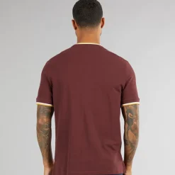 Sale Herre Pique Ringer T-Shirt Vin T-Shirts, Poloer Og Skjorter·T-Shirts Og Undertrøjer