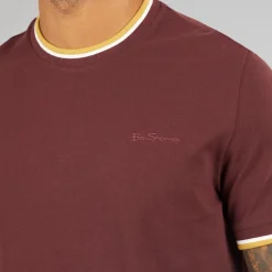 Sale Herre Pique Ringer T-Shirt Vin T-Shirts, Poloer Og Skjorter·T-Shirts Og Undertrøjer