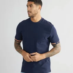 Clearance Herre Pique T-Shirt Mørk Marineblå T-Shirts, Poloer Og Skjorter·T-Shirts Og Undertrøjer