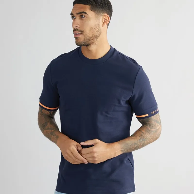 Clearance Herre Pique T-Shirt Mørk Marineblå T-Shirts, Poloer Og Skjorter·T-Shirts Og Undertrøjer