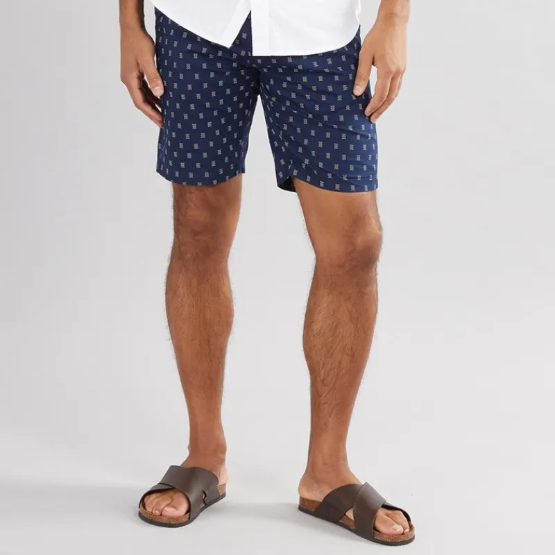 Sale Herre Poplin Stribet Print Resort Shorts Mørkeblå Shorts Og Badetøj·Chino|Shorts Og Badetøj·Shorts