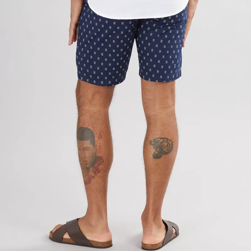 Sale Herre Poplin Stribet Print Resort Shorts Mørkeblå Shorts Og Badetøj·Chino|Shorts Og Badetøj·Shorts