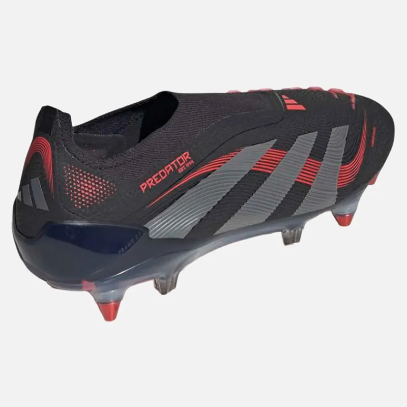 New Herre Predator Elite LL Snørebåndsløse Stealth Victory Pack SG Blød Bund Fodboldstøvler Core Black/Grey Four/Lucid Red Fodboldstøvler|Fodboldstøvler