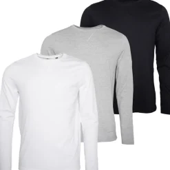 Hot Herre Prøvepakke Tre Langærmede T-shirts Sort/​Hvid/​Lysegrå Melange T-Shirts, Poloer Og Skjorter·T-Shirts Med Lange Ærmer|T-Shirts, Poloer Og Skjorter·Multipakker