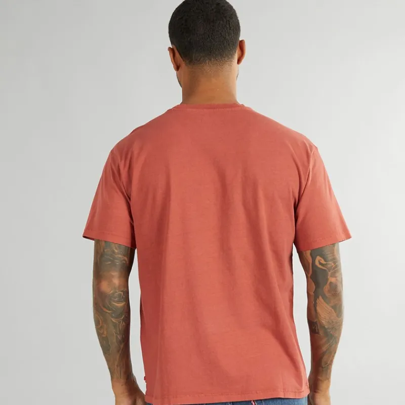 New Herre Rød Tab Vintage T Shirt Garment Farvet Rød Maling T-Shirts, Poloer Og Skjorter·T-Shirts Og Undertrøjer