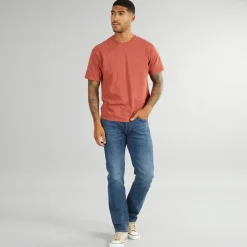 New Herre Rød Tab Vintage T Shirt Garment Farvet Rød Maling T-Shirts, Poloer Og Skjorter·T-Shirts Og Undertrøjer