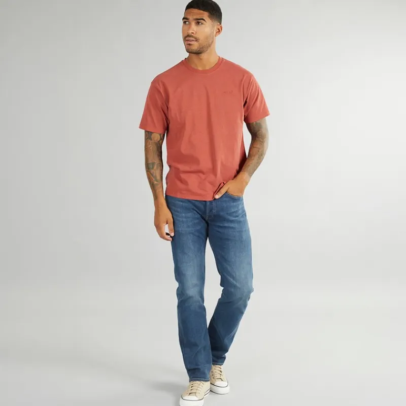 New Herre Rød Tab Vintage T Shirt Garment Farvet Rød Maling T-Shirts, Poloer Og Skjorter·T-Shirts Og Undertrøjer