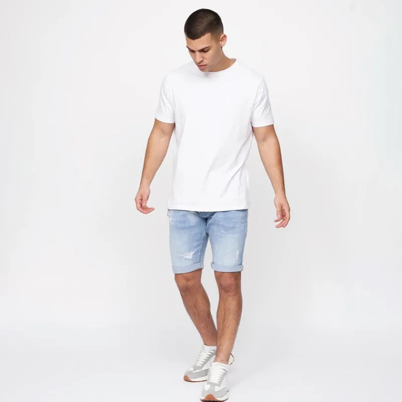 Sale Herre Riptrey Denim Shorts med ridsede detaljer Lyseblå Shorts Og Badetøj·Shorts