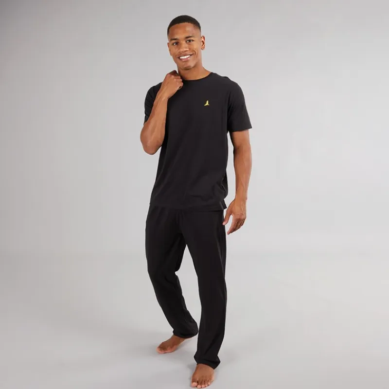 New Herre Robbert T-shirt Og Lounge Bukser Sæt Sort Undertøj, Sokker Og Nattøj·Nattøj