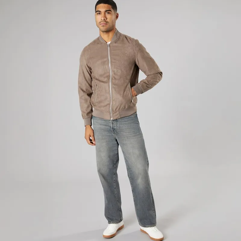 Hot Herre Ron Faux Ruskind Bomber Falcon Faux Suede Jakker Og Frakker·Jakker Og Frakker