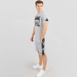 Discount Herre Sanlo T-shirt og shorts sæt Grå Melange Træningsdragter Og Joggingbukser·Træningsdragter|T-Shirts, Poloer Og Skjorter·Sæt