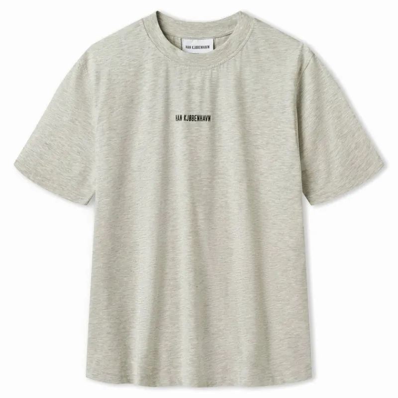 Online Herre Script Logo Boxy T-shirt Grå Melange T-Shirts, Poloer Og Skjorter·T-Shirts Og Undertrøjer