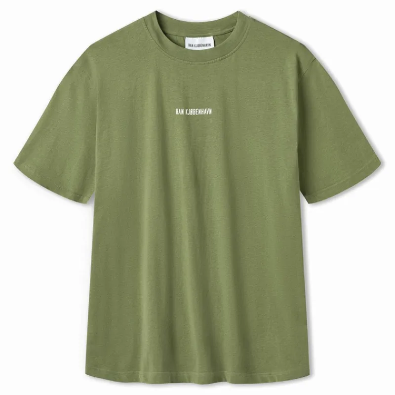 Sale Herre Skriftlogo Boxy T-shirt Armeegrøn T-Shirts, Poloer Og Skjorter·T-Shirts Og Undertrøjer
