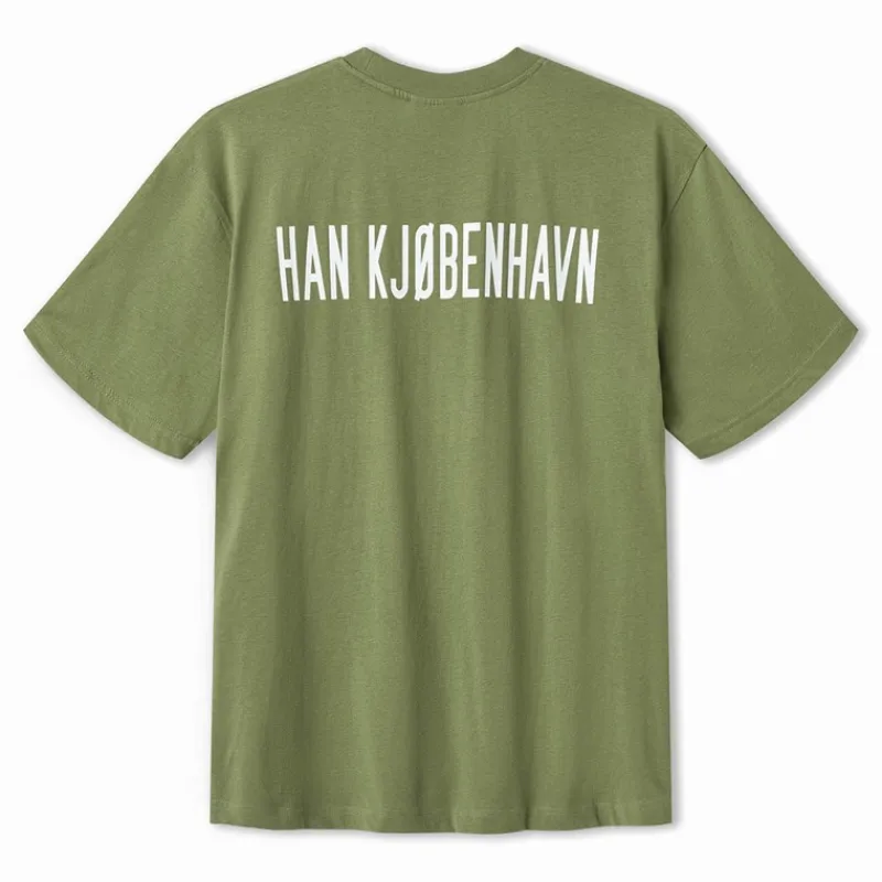 Sale Herre Skriftlogo Boxy T-shirt Armeegrøn T-Shirts, Poloer Og Skjorter·T-Shirts Og Undertrøjer