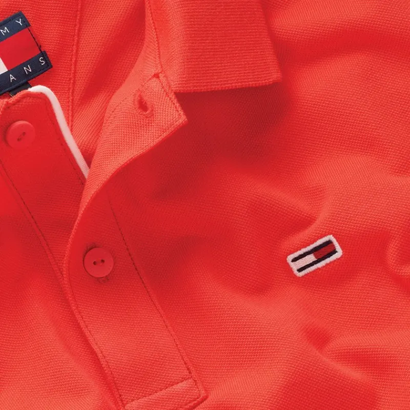 Hot Herre Slim Stolpelukning Polo Bright Vermillion T-Shirts, Poloer Og Skjorter·Poloer