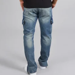Clearance Herre Station Løs Pasform Cargo Jeans Mid Blue Jeans Og Bukser·Jeans