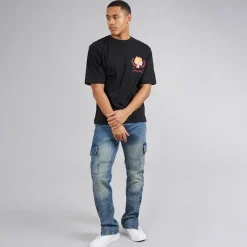 Clearance Herre Station Løs Pasform Cargo Jeans Mid Blue Jeans Og Bukser·Jeans