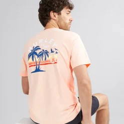 Clearance Herre Stribet Sunrise Grafik T-Shirt Pink T-Shirts, Poloer Og Skjorter·T-Shirts Og Undertrøjer
