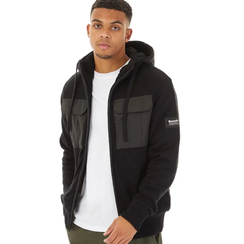 Clearance Herre Strikket Hoodie Sort Hættetrøjer Og Sweatshirts·Hættetrøjer|Jakker Og Frakker·Lette Jakker