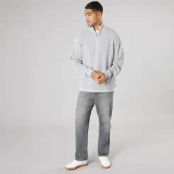 Herre strik pullover sweater Light Grey Melange Trøjer Og Cardigans·Trøjer