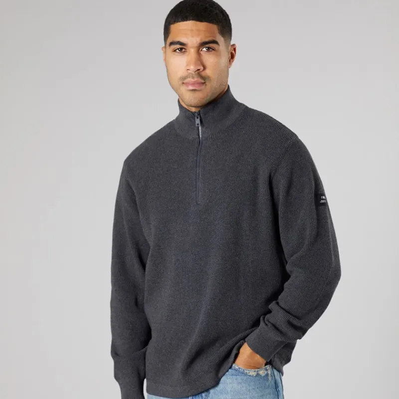 Clearance Herre striktrøje mørkegrå melange Dar Grey M Trøjer Og Cardigans·Trøjer