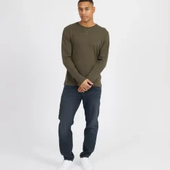 Sale Herre Supreme Rundhals Langærmet T-shirt Khaki T-Shirts, Poloer Og Skjorter·T-Shirts Og Undertrøjer