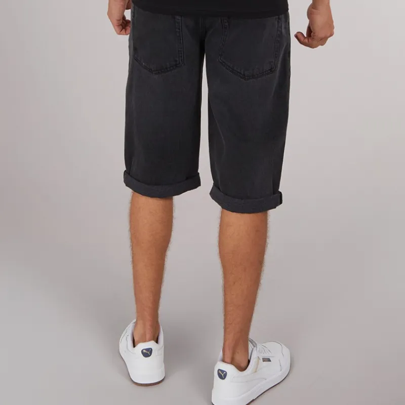 New Herre Tillforth Baggy Denim Shorts Sort Vask Shorts Og Badetøj·Shorts