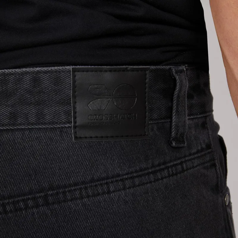 New Herre Tillforth Baggy Denim Shorts Sort Vask Shorts Og Badetøj·Shorts