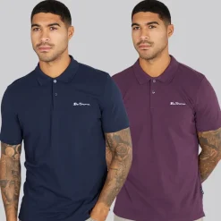 Hot Herre to pak ensfarvede poloskjorter Plum/​Dark Navy T-Shirts, Poloer Og Skjorter·Multipakker|Multipakker·T-Shirts Og Undertrøjer