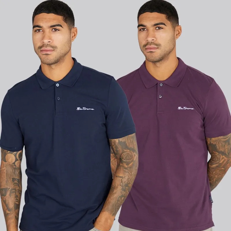 Hot Herre to pak ensfarvede poloskjorter Plum/Dark Navy T-Shirts, Poloer Og Skjorter·Multipakker|Multipakker·T-Shirts Og Undertrøjer