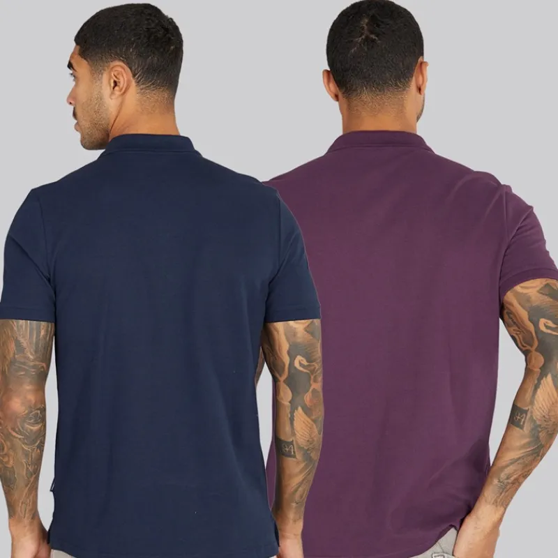 Hot Herre to pak ensfarvede poloskjorter Plum/Dark Navy T-Shirts, Poloer Og Skjorter·Multipakker|Multipakker·T-Shirts Og Undertrøjer
