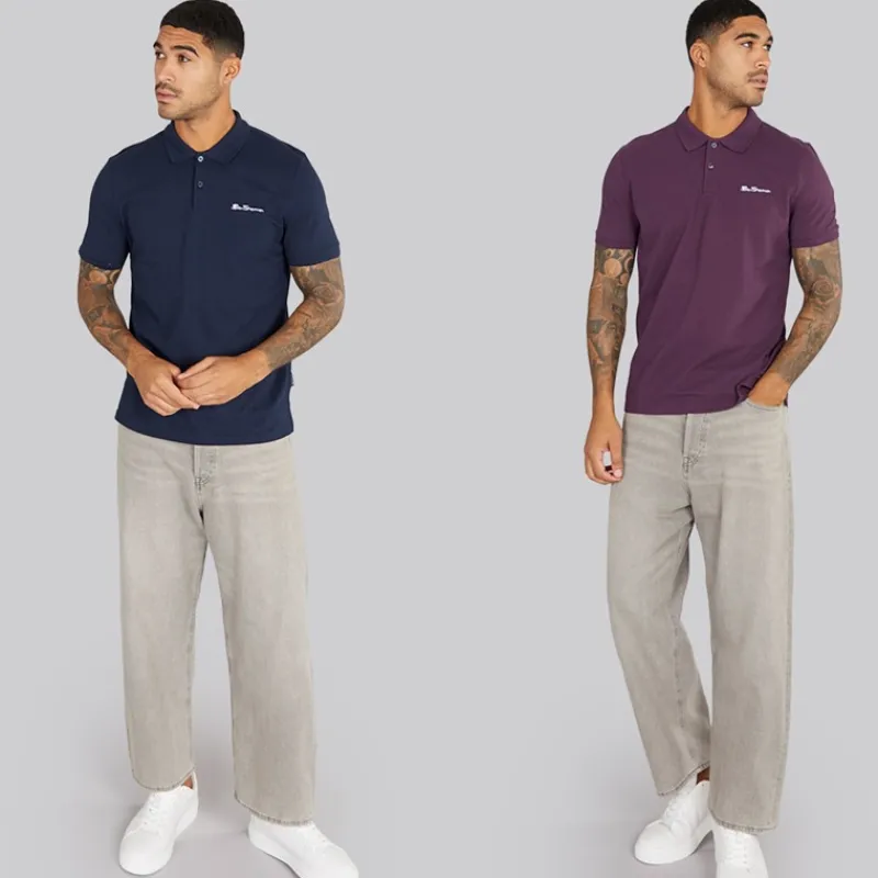 Hot Herre to pak ensfarvede poloskjorter Plum/Dark Navy T-Shirts, Poloer Og Skjorter·Multipakker|Multipakker·T-Shirts Og Undertrøjer