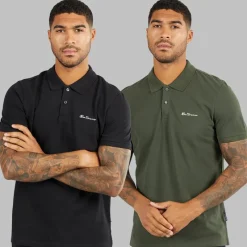 Hot Herre to pak ensfarvede poloskjorter Sort/​Khaki T-Shirts, Poloer Og Skjorter·Multipakker|Multipakker·T-Shirts Og Undertrøjer