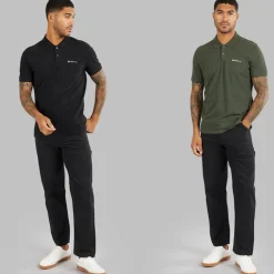 Hot Herre to pak ensfarvede poloskjorter Sort/​Khaki T-Shirts, Poloer Og Skjorter·Multipakker|Multipakker·T-Shirts Og Undertrøjer