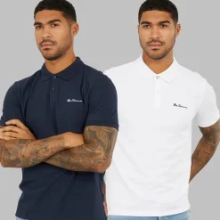 Herre to pak poloer mørkeblå/hvid T-Shirts, Poloer Og Skjorter·Multipakker|Multipakker·T-Shirts Og Undertrøjer