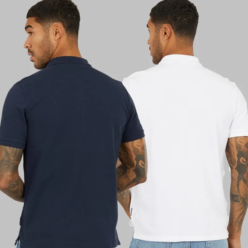 Herre to pak poloer mørkeblå/hvid T-Shirts, Poloer Og Skjorter·Multipakker|Multipakker·T-Shirts Og Undertrøjer