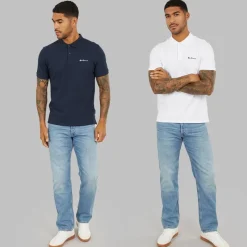 Herre to pak poloer mørkeblå/hvid T-Shirts, Poloer Og Skjorter·Multipakker|Multipakker·T-Shirts Og Undertrøjer