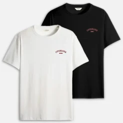New Herre To Pak Trykte T-shirts Sort /​ Hvid T-Shirts, Poloer Og Skjorter·Multipakker|Multipakker·T-Shirts Og Undertrøjer