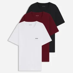 Sale Herre Tre Pak T Shirts Hvid/​Burgundy/​Sort T-Shirts, Poloer Og Skjorter·Multipakker|Multipakker·T-Shirts Og Undertrøjer