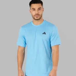 Sale Herre Træn Essentiel Basis T-shirt Semi Blue Burst/​Sort Træning|T-Shirts Og Undertrøjer