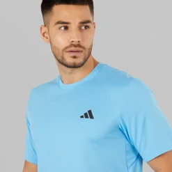 Sale Herre Træn Essentiel Basis T-shirt Semi Blue Burst/​Sort Træning|T-Shirts Og Undertrøjer